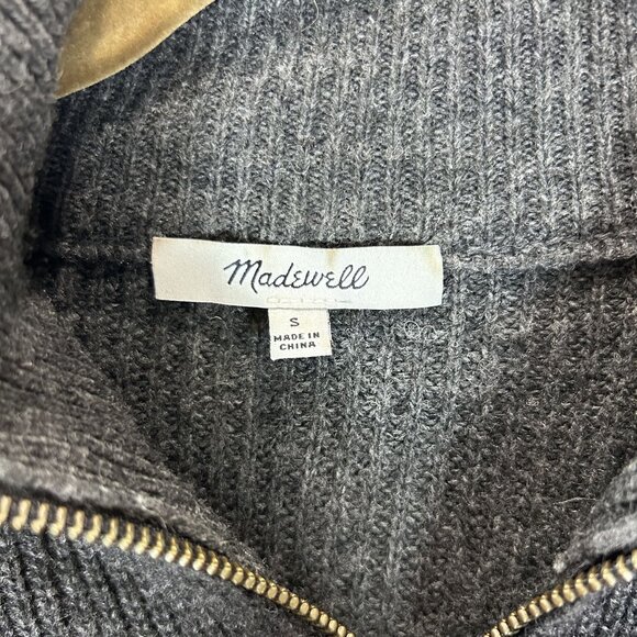 Madewell Gray Small Glenbrook Merino Wool Blend Half Zip Sweater  Pockets Pull O - Picture 2 of 11